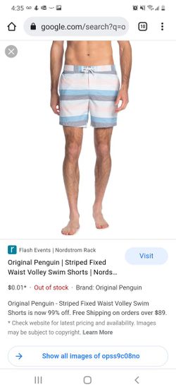 Original Penguin | Striped Fixed Waist Volley Swim Shorts | Nords…