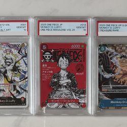 PSA 10 Luffy Magazine Red ST21 OP13 Gear 4 Treasure Rare OP TCG One Piece Set Card Collection Edition Promo Booster Box Bundle Pack BGS Starter Manga 