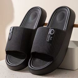 Summer men's and women's outerwear thick-soled simple odor-proof cool slippers home indoor non-slip wear-resistant couple cool anti-fall