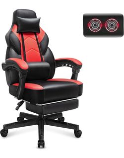 Black and Red Gaming Chair with Footrest