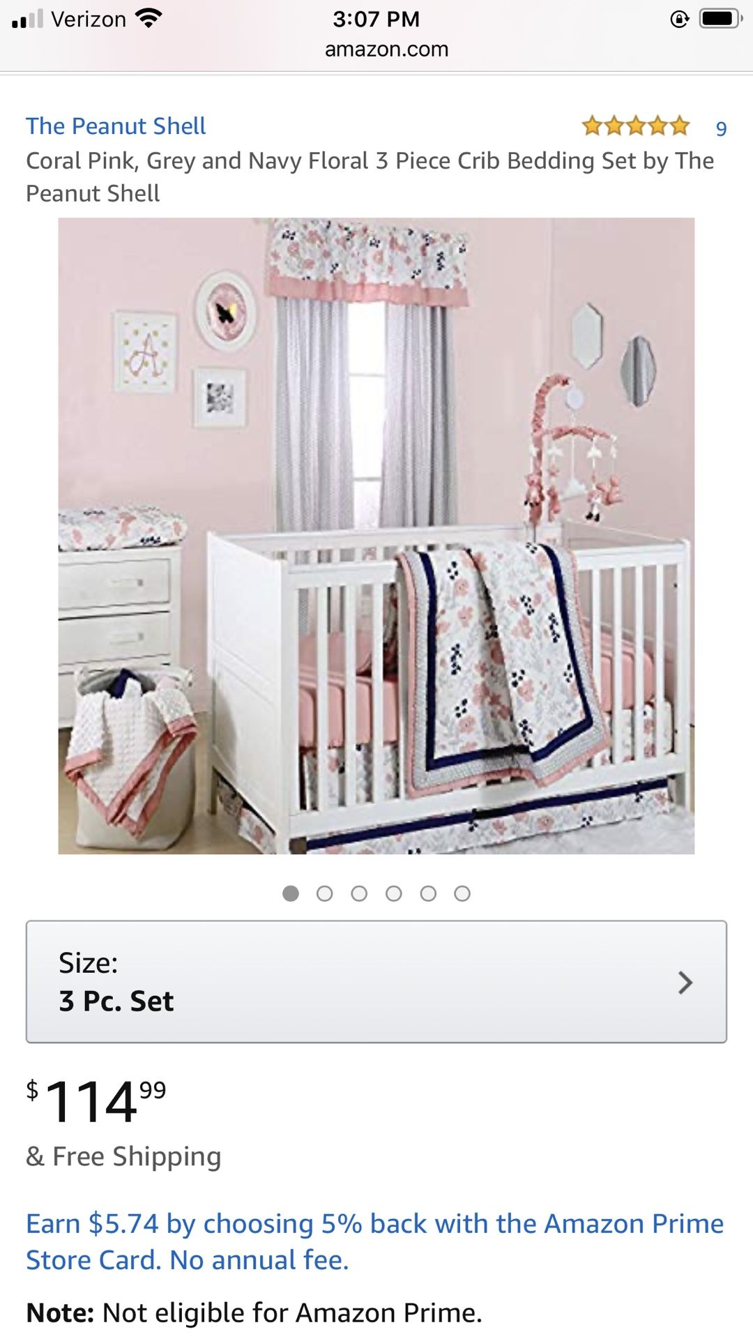 Nursery Set (Like New!) Floral (Pink, Gray, Navy)