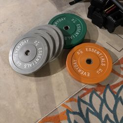 120lbs setEveryday Essentials Color-Coded Rubber Bumper Plates