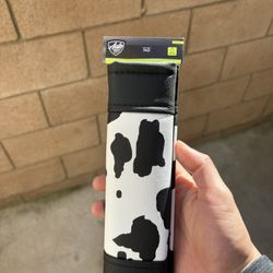 Auto Drive Universal Fit Black White Cow Print Seatbelt Cover Pad Set of 1