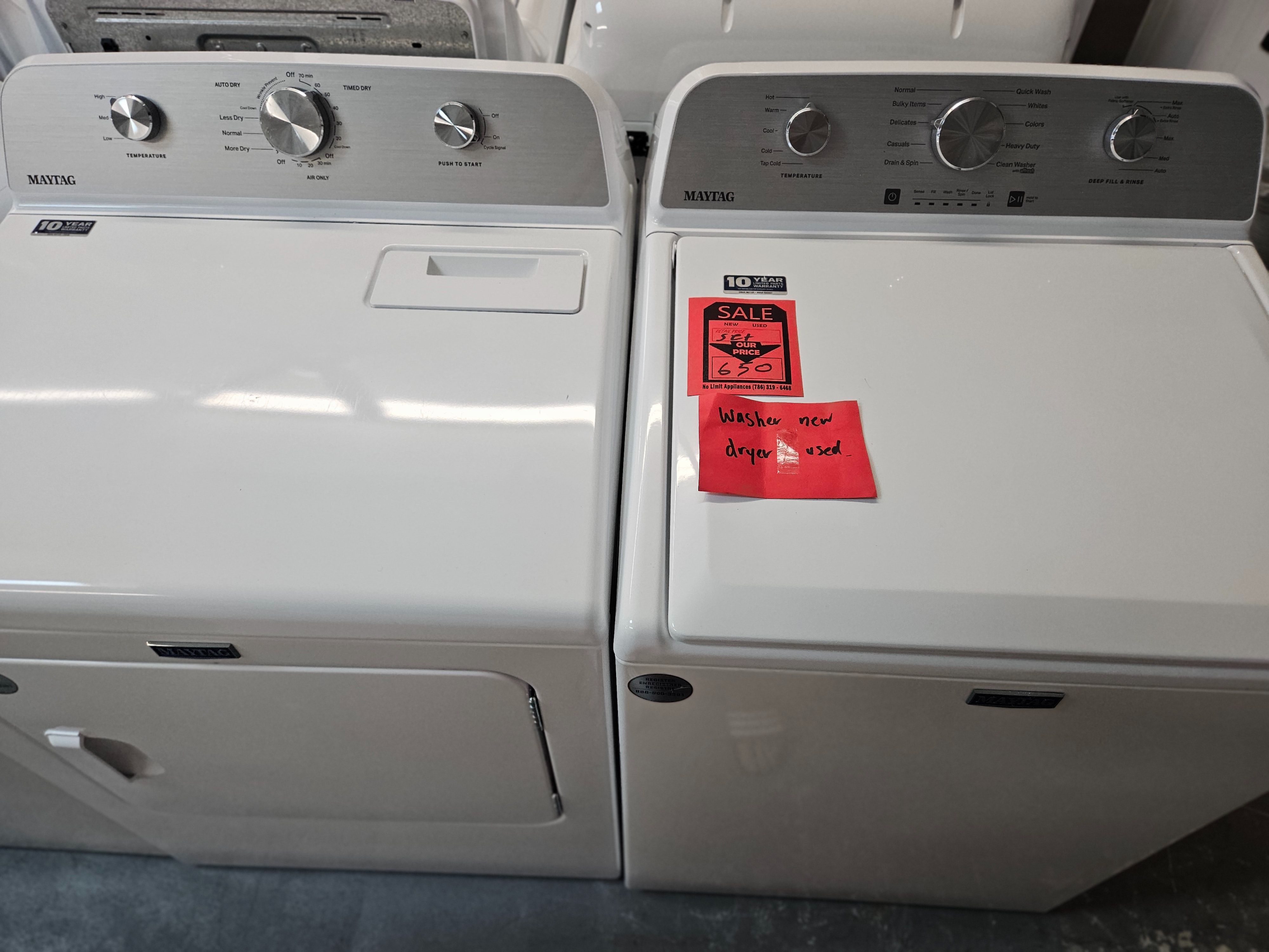 New/Used Maytag Washer/Dryer Set white