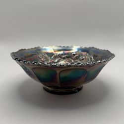 Vintage Fenton Blue Carnival Glass Decorative Bowl - 7.5”