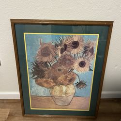 Sunflower Print Wooden Frame