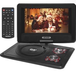  11.5" Portable DVD Player with 9.5" Swivel Screen, 5-Hours Rechargeable Battery,Car DVD Player,Support CD/DVD/SD Card/USB,Regions Free,Dual Speakers,