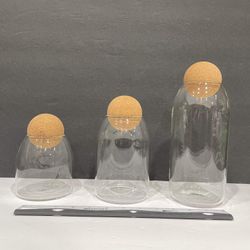 Set of 3 NEW glass storage containers with cork ball stoppers - comes in the box Coral Springs 33071