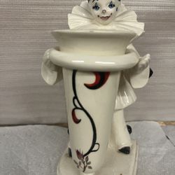 Clown Mime Figurine  Porcelain Vase