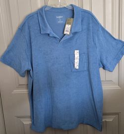 NEW With Tags ~Goodfellow & Co Blue Terry Cloth short-sleeve Polo Shirt.