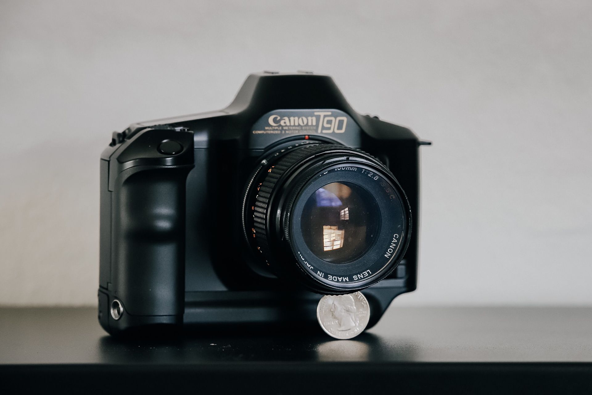 Vintage Canon T90 35mm film camera w/ 100mm f/2.8