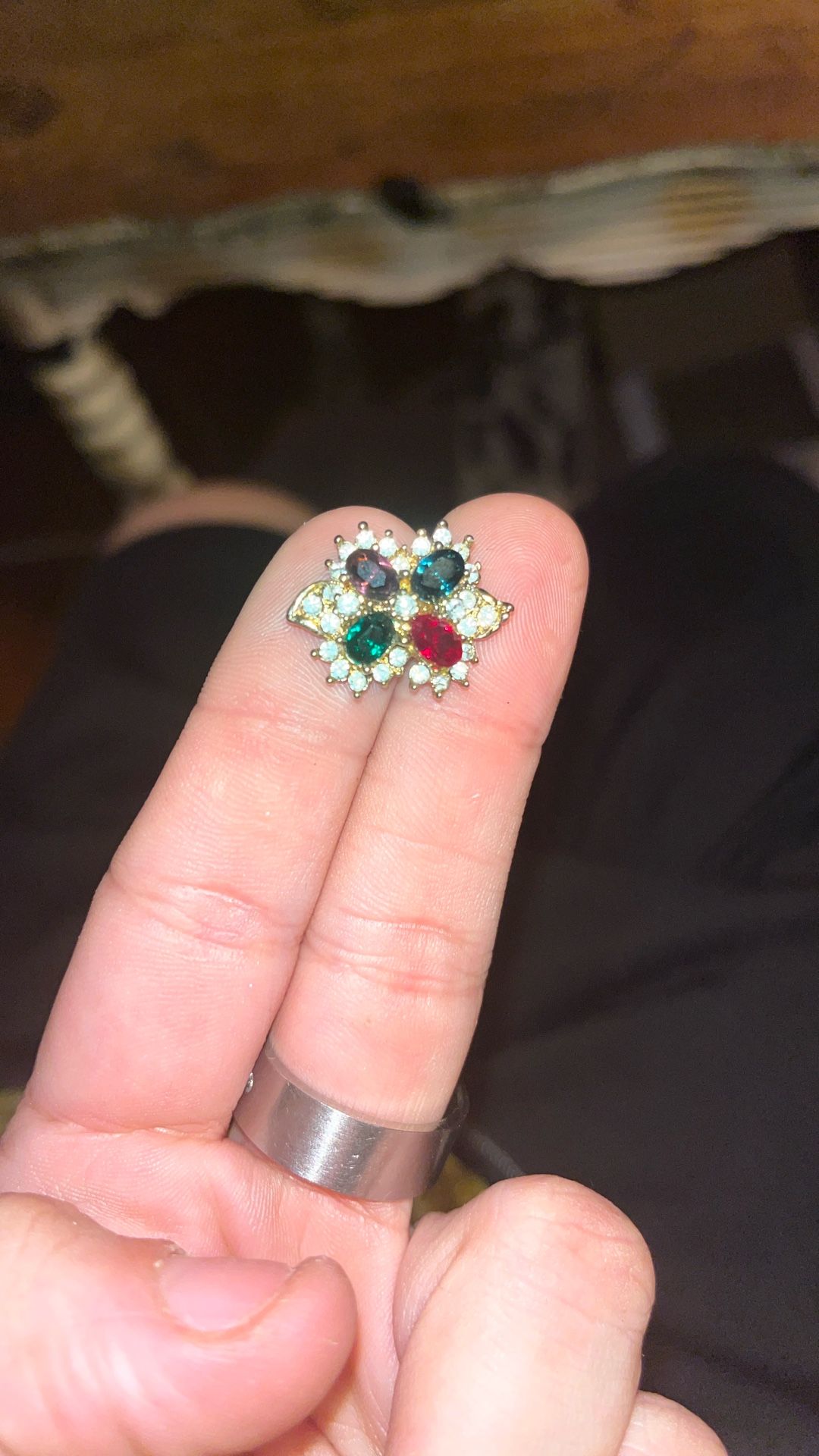 Beautiful Colorful Gold Tone Rhinestone Jeweled Earring