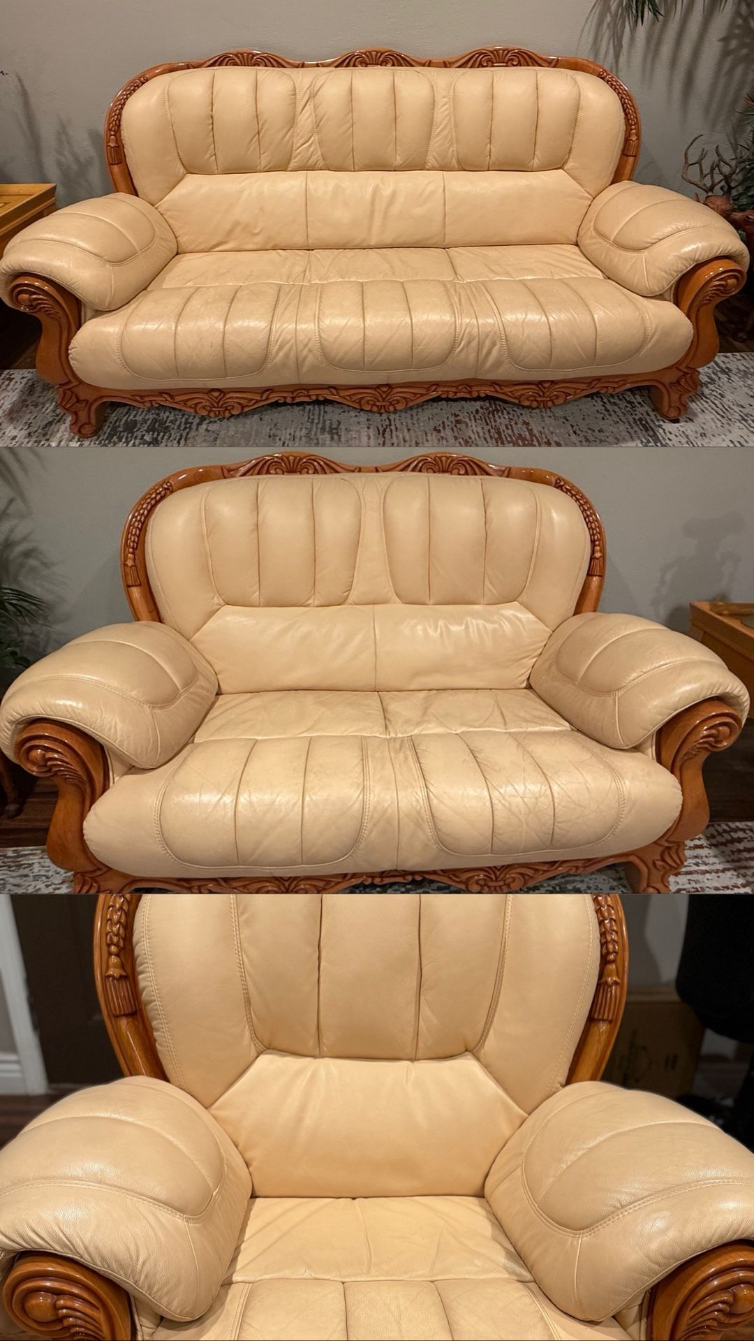 Living Room Leather Sofa Set