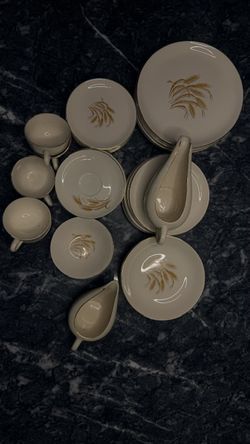 Homer Laughlin China 1(contact info removed) Vintage Golden Wheat Dinnerware