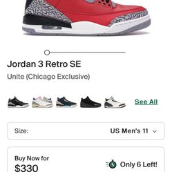 Air Jordan 3 United (Chicago Exclusive) Size 11 DS