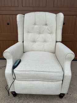 Cream Fabric Power Massage Recliner Chair