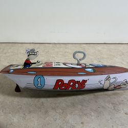Schylling, 1996 Popeye Wind-Up Tin Toy Speedboat NICE without box