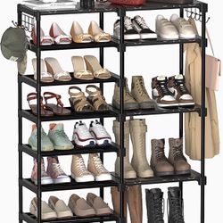 TIMEBAL 8-Tier Shoe Rack Storage Organizer, 25-28 Pairs Shoes Shelf Organizer, Removable & Dust Large Stackable Shoe Rack for Boot & Shoe Storage