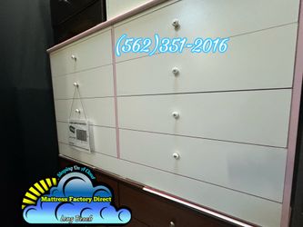 Eight drawer dresser white and pink chest mueble Comoda