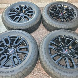 2023 OEM ORIGINAL TAKEOFFS GMC SIERRA AT4 HAVE TPMS SENSORS 20 INCH TIRES GOODYEAR ALL-TERRAIN 70 % $ 1075 FIRM. 