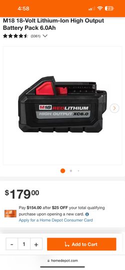 Milwaukee 18 Volt High Output Battery 6.0