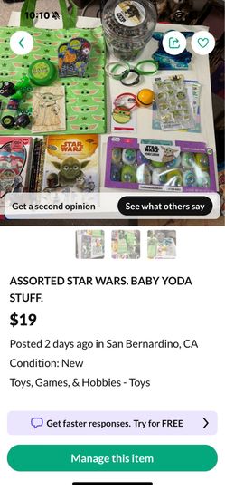 ASSORTED STAR WARS. BABY YODA STUFF.