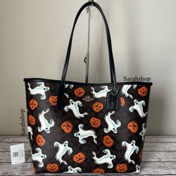 Coach City Tote Bag In Signature Canvas With Halloween Print