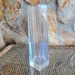 French Art Deco Cut Crystal Vase In The Style Of Daum 1930s 7 3/4” Tall