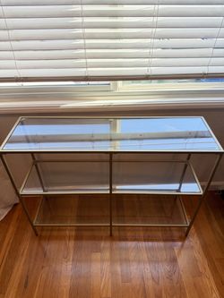 Gold Metal and Glass Console Table