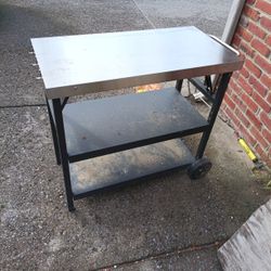 Stainless Steel Outside Table With Wheels 