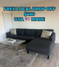 Dark gray L shape sectional sofa couch ποΈ washed and cleaned FREE LOCAL DROP OFF