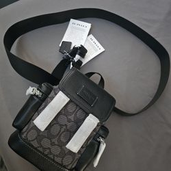 Coach Convertible Mini Backpack Sling Signature Canvas Black Leather – New