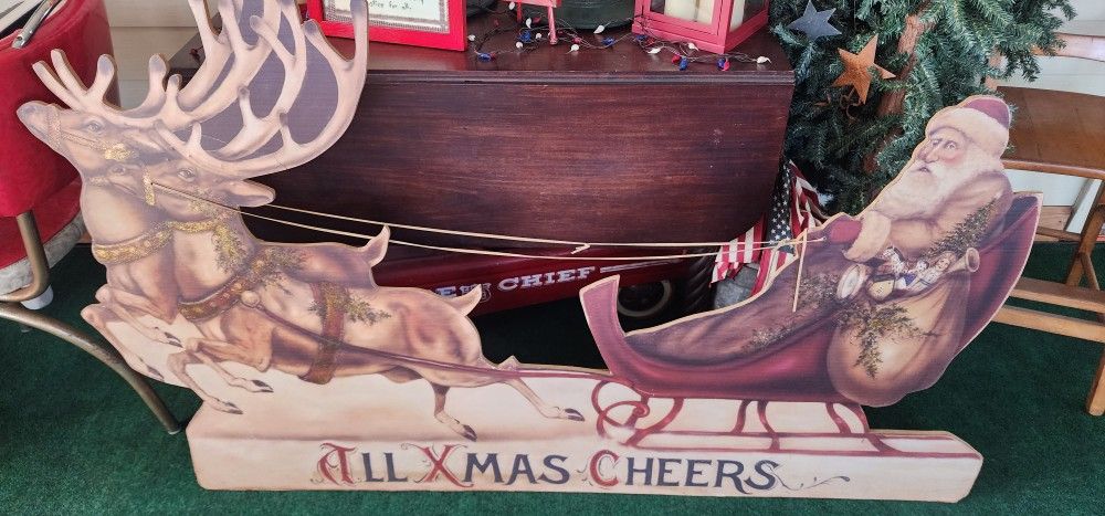 Christmas Vintage Santa And Reindeer
