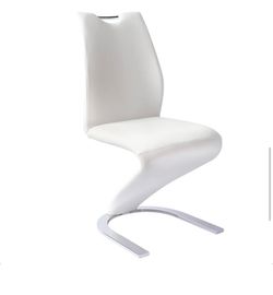 SET OF 2 Modern Mermaid Faux Leather Dining Chairs With Metal Legs - Brand New