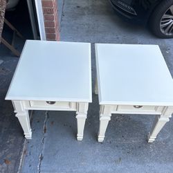 2 White Wood End Tables