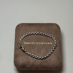 David Yurman 5mm Sterling Silver & 14k Gold Box Chain Bracelet – Authentic
