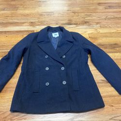 Black Wool Blend Peacoat Women’s Jacket 