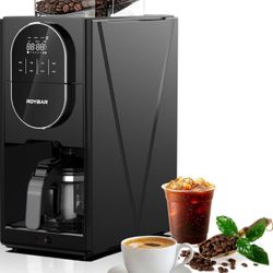 🔥Brand new🔥 Coffee Maker with Grinder, Programmable Hot and Cold Coffee Maker with 22 oz Glass Carafe, Adjustable Fully Automatic grind and brew Cof