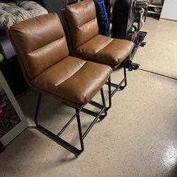 Leather Bar Stools (2) Like New