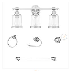 Pia Ricco 23.5” 3-Light Brushed Nickel Vanity Lights and Bathroom Fixture Combo Set