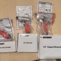 New Husky Air Tools Set – Impact Wrench, Air Hammer, Die Grinder