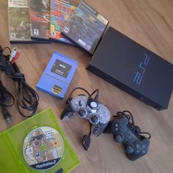Playstation 2 console bundle lot 5 Ps2 games GTA 2 controllers hdmi converter Complete