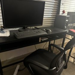 Monitor, Office Table And Chair Set