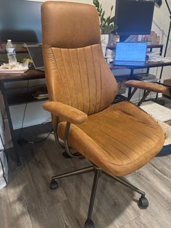 Brown Faux Leather High-Back Office Chair