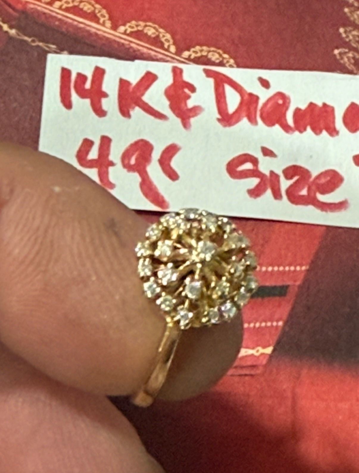 14K Solid Gold NATURAL Diamonds ๐ Wedding Ring 4Gr Size 7