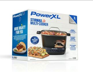 Power XL StirMax 7.5 Qt Multi-Cooker with Auto Stir/Shred Paddle and 9 Presets, Matte Black. Multicooker