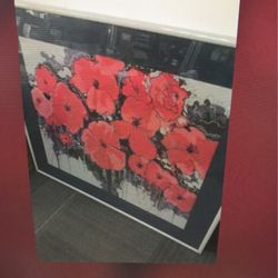 Huge original floral chalk artwork professionally framed and matted