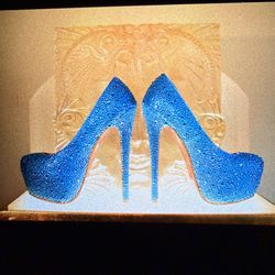 Christian Louboutin Turquoise Crystal Platform Pumps Replicas