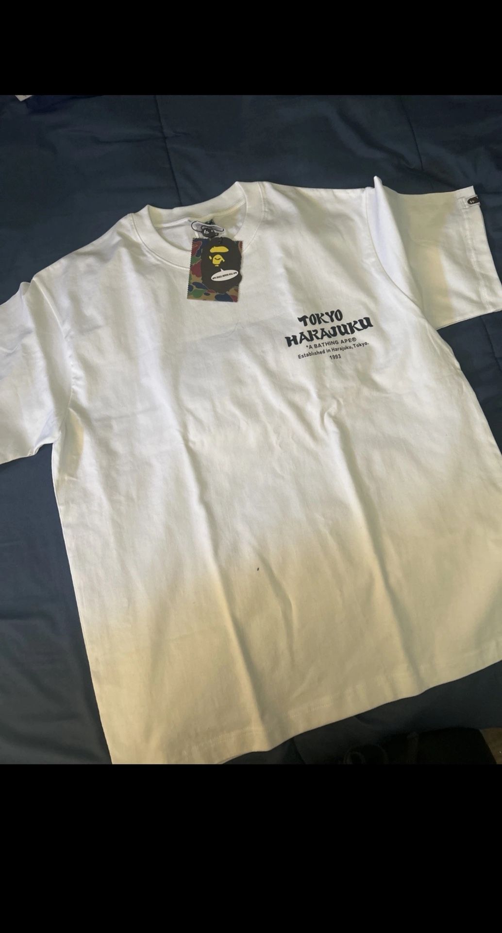 size medium white bape t for the low