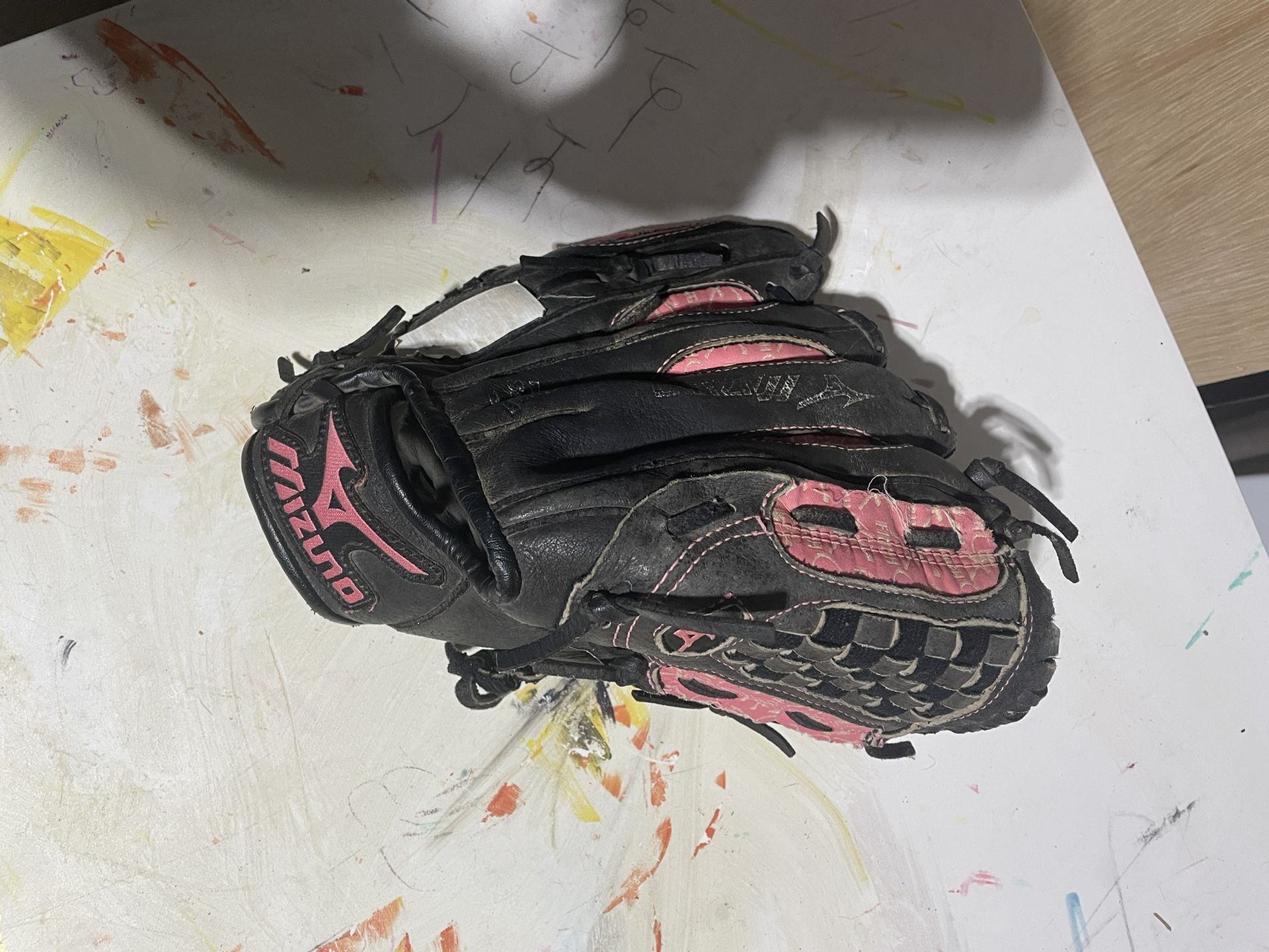 Mizuno Power Close GPP 1008 Size 10. Full Grain Leather. Youth Baseball Glove Black And Pink RH Throw